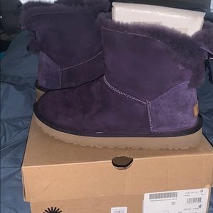 Purple Ugg Mini Bailey Bow Boots